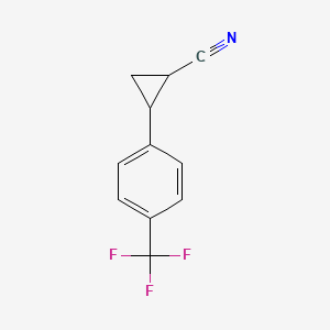 molecular formula C11H8F3N B8123226 2-[4-(Trifluoromethyl)phenyl]cyclopropane-1-carbonitrile 