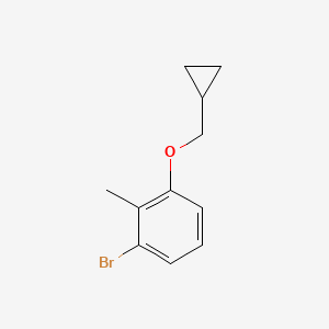 molecular formula C11H13BrO B8123260 1-Bromo-3-cyclopropylmethoxy-2-methyl-benzene 