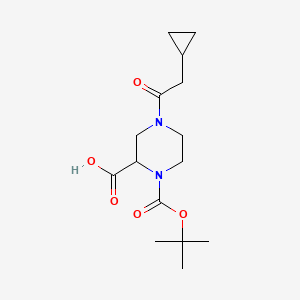 molecular formula C15H24N2O5 B8123306 1-(tert-Butoxycarbonyl)-4-(2-cyclopropylacetyl)piperazine-2-carboxylic acid 