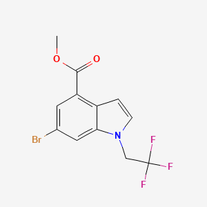 molecular formula C12H9BrF3NO2 B8123317 6-Bromo-1-(2,2,2-trifluoroethyl)-1H-indole-4-carboxylic acid methyl ester 
