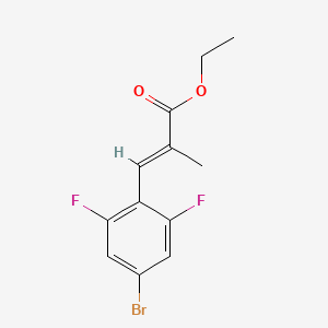 molecular formula C12H11BrF2O2 B8123352 Ethyl 3-(4-bromo-2,6-difluorophenyl)-2-methylacrylate 
