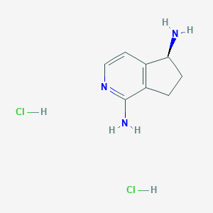 molecular formula C8H13Cl2N3 B8123466 (5S)-6,7-dihydro-5H-cyclopenta[c]pyridine-1,5-diamine dihydrochloride 