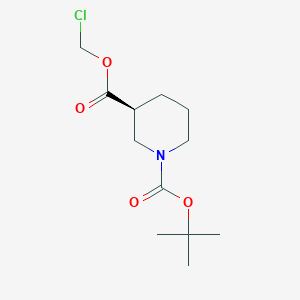 molecular formula C12H20ClNO4 B8123474 (S)-1-tert-Butyl 3-(chloromethyl) piperidine-1,3-dicarboxylate 