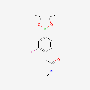 molecular formula C17H23BFNO3 B8123499 1-(Azetidin-1-yl)-2-(2-fluoro-4-(4,4,5,5-tetramethyl-1,3,2-dioxaborolan-2-yl)phenyl)ethanone 