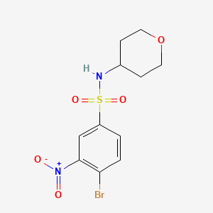 molecular formula C11H13BrN2O5S B8123552 4-Bromo-3-nitro-N-(tetrahydro-2H-pyran-4-yl)benzenesulfonamide 