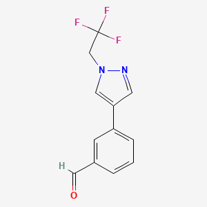 molecular formula C12H9F3N2O B8123596 3-[1-(2,2,2-Trifluoroethyl)-1H-pyrazol-4-yl]-benzaldehyde 