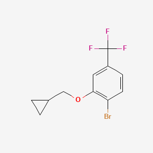 molecular formula C11H10BrF3O B8123620 1-Bromo-2-(cyclopropylmethoxy)-4-(trifluoromethyl)benzene 