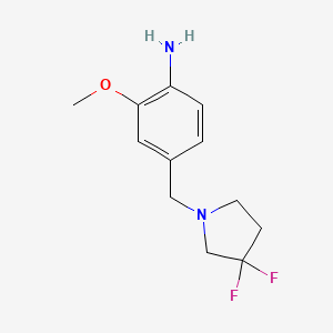 molecular formula C12H16F2N2O B8123630 4-(3,3-Difluoropyrrolidin-1-ylmethyl)-2-methoxyphenylamine 