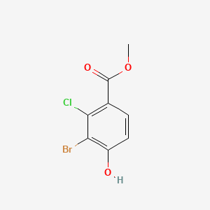 molecular formula C8H6BrClO3 B8123647 Methyl 3-bromo-2-chloro-4-hydroxybenzoate 