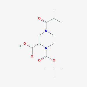 molecular formula C14H24N2O5 B8123726 1-(tert-Butoxycarbonyl)-4-isobutyrylpiperazine-2-carboxylic acid 