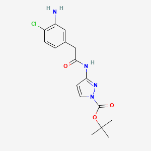 molecular formula C16H19ClN4O3 B8123749 N-(1-Boc-3-pyrazolyl)-2-(3-amino-4-chlorophenyl)acetamide 