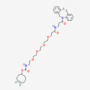 molecular formula C38H49N3O8 B8123753 [(4E)-cyclooct-4-en-1-yl] N-[2-[2-[2-[2-[3-[[3-(2-azatricyclo[10.4.0.04,9]hexadeca-1(16),4,6,8,12,14-hexaen-10-yn-2-yl)-3-oxopropyl]amino]-3-oxopropoxy]ethoxy]ethoxy]ethoxy]ethyl]carbamate 