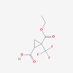 molecular formula C8H9F3O4 B8123773 2-Ethoxycarbonyl-2-(trifluoromethyl)cyclopropanecarboxylic acid 