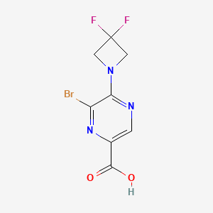 molecular formula C8H6BrF2N3O2 B8123849 6-Bromo-5-(3,3-difluoro-azetidin-1-yl)-pyrazine-2-carboxylic acid 