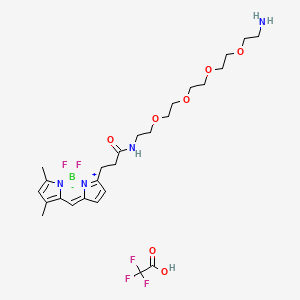 molecular formula C26H38BF5N4O7 B8123851 N-[2-[2-[2-[2-(2-aminoethoxy)ethoxy]ethoxy]ethoxy]ethyl]-3-(2,2-difluoro-10,12-dimethyl-1-aza-3-azonia-2-boranuidatricyclo[7.3.0.03,7]dodeca-3,5,7,9,11-pentaen-4-yl)propanamide;2,2,2-trifluoroacetic acid 