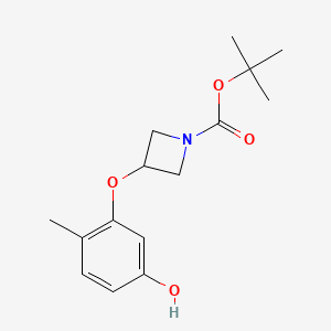 molecular formula C15H21NO4 B8123896 3-(5-Hydroxy-2-methylphenoxy)-azetidine-1-carboxylic acid tert-butyl ester 