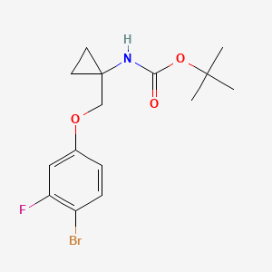 molecular formula C15H19BrFNO3 B8123918 [1-(4-Bromo-3-fluoro-phenoxymethyl)-cyclopropyl]-carbamic acid tert-butyl ester 