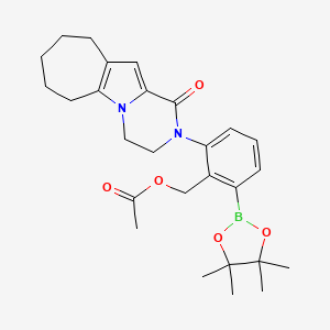molecular formula C27H35BN2O5 B8123930 2-(Acetoxymethyl)-3-[1-oxo-3,4,7,8,9,10-hexahydro-1H-cyclohepta[4,5]pyrrolo[1,2-a]pyrazin-2(6H)-yl]phenylboronic Acid Pinacol Ester 