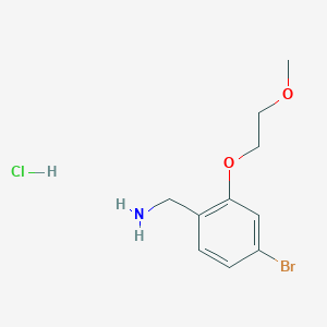 molecular formula C10H15BrClNO2 B8123940 (4-Bromo-2-(2-methoxyethoxy)phenyl)methanamine hydrochloride 