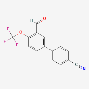 molecular formula C15H8F3NO2 B8123955 3'-Formyl-4'-(trifluoromethoxy)biphenyl-4-carbonitrile 