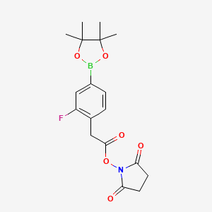 molecular formula C18H21BFNO6 B8123962 2,5-Dioxopyrrolidin-1-yl 2-(2-fluoro-4-(4,4,5,5-tetramethyl-1,3,2-dioxaborolan-2-yl)phenyl)acetate 