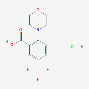 molecular formula C12H13ClF3NO3 B8124002 2-Morpholin-4-yl-5-trifluoromethylbenzoic acid hydrochloride 