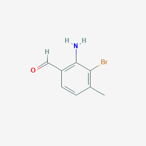 molecular formula C8H8BrNO B8124023 2-Amino-3-bromo-4-methylbenzaldehyde 