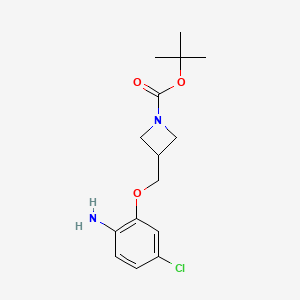 molecular formula C15H21ClN2O3 B8124034 3-(2-Amino-5-chlorophenoxymethyl)-azetidine-1-carboxylic acid tert-butyl ester 
