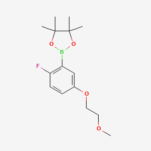 molecular formula C15H22BFO4 B8124076 2-[2-Fluoro-5-(2-methoxy-ethoxy)-phenyl]-4,4,5,5-tetramethyl-[1,3,2]dioxaborolane 