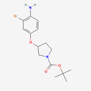 molecular formula C15H21BrN2O3 B8124142 tert-Butyl 3-(4-amino-3-bromophenoxy)pyrrolidine-1-carboxylate 