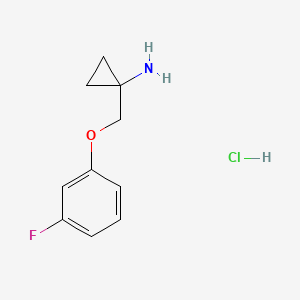 molecular formula C10H13ClFNO B8124159 1-((3-Fluorophenoxy)methyl)cyclopropanamine hydrochloride 