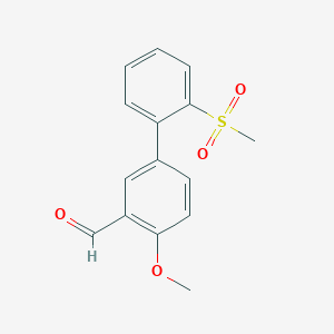 molecular formula C15H14O4S B8124204 4-Methoxy-2'-(methylsulfonyl)biphenyl-3-carbaldehyde 