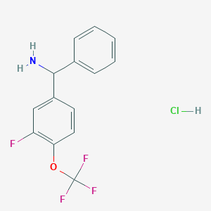 molecular formula C14H12ClF4NO B8124212 C-(3-Fluoro-4-trifluoromethoxy-phenyl)-C-phenyl-methylamine hydrochloride 