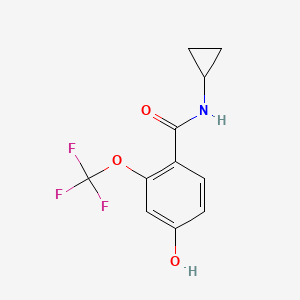 molecular formula C11H10F3NO3 B8124218 N-Cyclopropyl-4-hydroxy-2-trifluoromethoxy-benzamide 