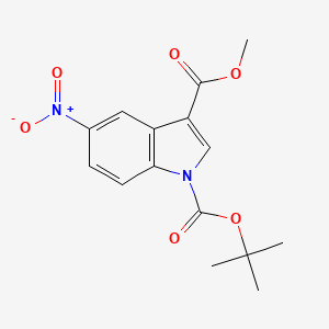 molecular formula C15H16N2O6 B8124275 1-Tert-butyl 3-methyl 5-nitro-1H-indole-1,3-dicarboxylate 