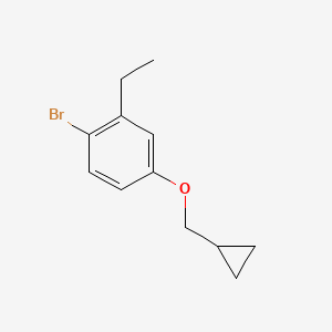 molecular formula C12H15BrO B8124289 1-Bromo-4-(cyclopropylmethoxy)-2-ethylbenzene 