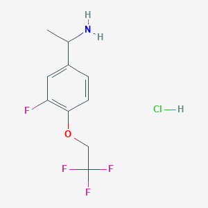 molecular formula C10H12ClF4NO B8124309 1-[3-Fluoro-4-(2,2,2-trifluoro-ethoxy)-phenyl]-ethylamine; hydrochloride 
