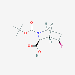 molecular formula C12H18FNO4 B8124318 (1S,3S,4S,5R)-5-fluoro-2-[(2-methylpropan-2-yl)oxycarbonyl]-2-azabicyclo[2.2.1]heptane-3-carboxylic acid 