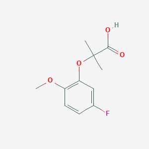 molecular formula C11H13FO4 B8124362 2-(5-Fluoro-2-methoxyphenoxy)-2-methylpropionic acid 