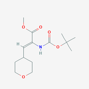 molecular formula C14H23NO5 B8124390 2-tert-Butoxycarbonylamino-3-(tetrahydro-pyran-4-yl)-acrylic acid methyl ester 