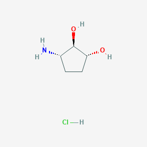 molecular formula C5H12ClNO2 B8124476 (1R,2R,3S)-3-aminocyclopentane-1,2-diol;hydrochloride 