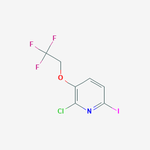molecular formula C7H4ClF3INO B8124543 2-Chloro-6-iodo-3-(2,2,2-trifluoroethoxy)-pyridine 