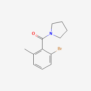 molecular formula C12H14BrNO B8124575 1-(2-Bromo-6-methylbenzoyl)pyrrolidine 