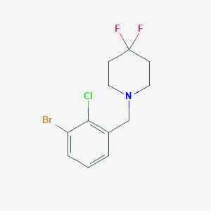molecular formula C12H13BrClF2N B8124579 1-(3-Bromo-2-chloro-benzyl)-4,4-difluoro-piperidine 