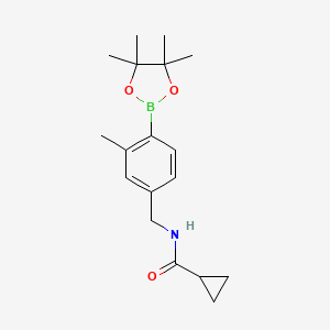 molecular formula C18H26BNO3 B8124591 Cyclopropanecarboxylic acid 3-methyl-4-(4,4,5,5-tetramethyl-[1,3,2]dioxaborolan-2-yl)-benzylamide 