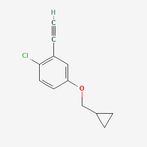 molecular formula C12H11ClO B8124594 1-Chloro-4-cyclopropylmethoxy-2-ethynylbenzene 