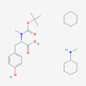 molecular formula C28H48N2O5 B8124616 cyclohexane;(2S)-3-(4-hydroxyphenyl)-2-[methyl-[(2-methylpropan-2-yl)oxycarbonyl]amino]propanoic acid;N-methylcyclohexanamine 