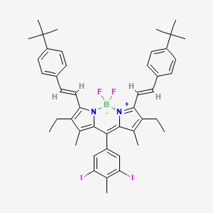 molecular formula C46H51BF2I2N2 B8124641 3,7-Bis[4-(tert-butyl)styryl]-10-(3,5-diiodo-4-methylphenyl)-2,8-diethyl-5,5-difluoro-1,9-dimethyl-5H-dipyrrolo[1,2-c:2',1'-f][1,3,2]diazaborinin-4-ium-5-uide 