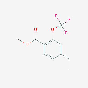 molecular formula C11H9F3O3 B8124642 2-Trifluoromethoxy-4-vinyl-benzoic acid methyl ester 