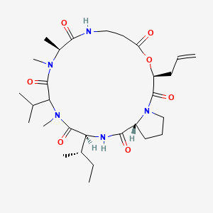 molecular formula C29H47N5O7 B8124667 cyclo[N(Me)Ala-bAla-OGly(allyl)-D-Pro-Ile-DL-N(Me)Val] 